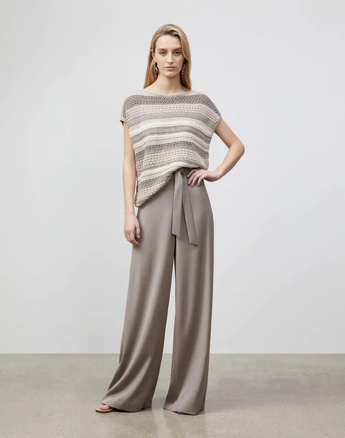 Women Lafayette 148 New York Pants and Shorts PlusSize Jackson WideLeg Pant In Luxe Stretch Crepe De Chine Mink Grey
