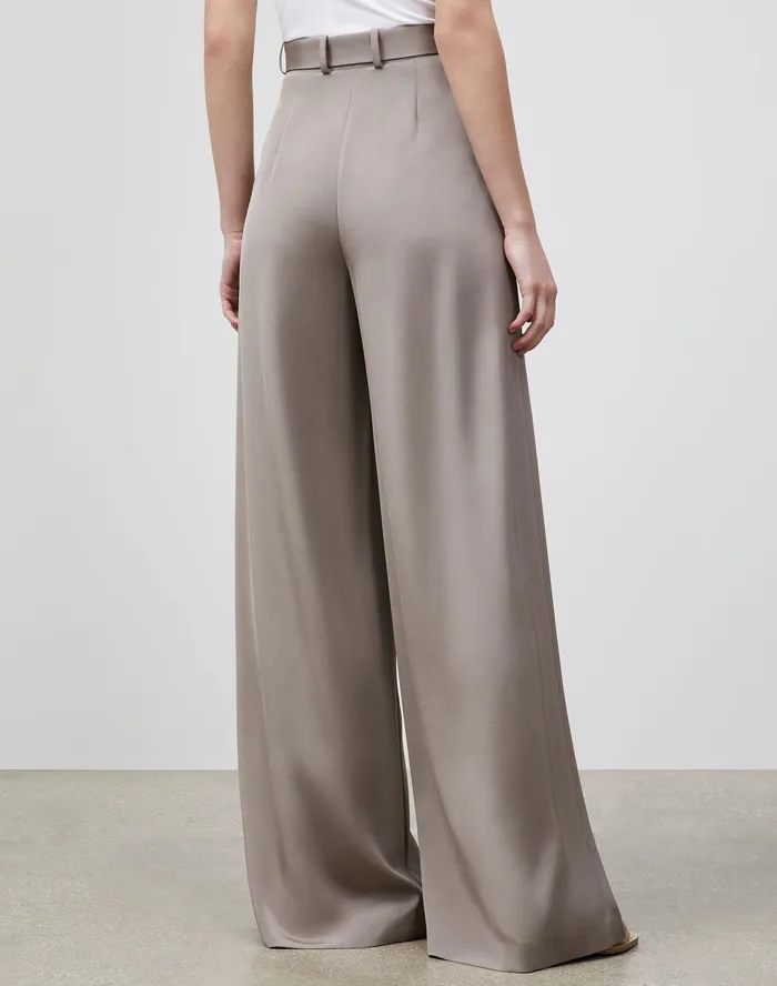 Women Lafayette 148 New York Pants and Shorts PlusSize Jackson WideLeg Pant In Luxe Stretch Crepe De Chine Mink Grey