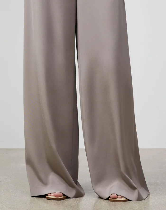 Women Lafayette 148 New York Pants and Shorts PlusSize Jackson WideLeg Pant In Luxe Stretch Crepe De Chine Mink Grey