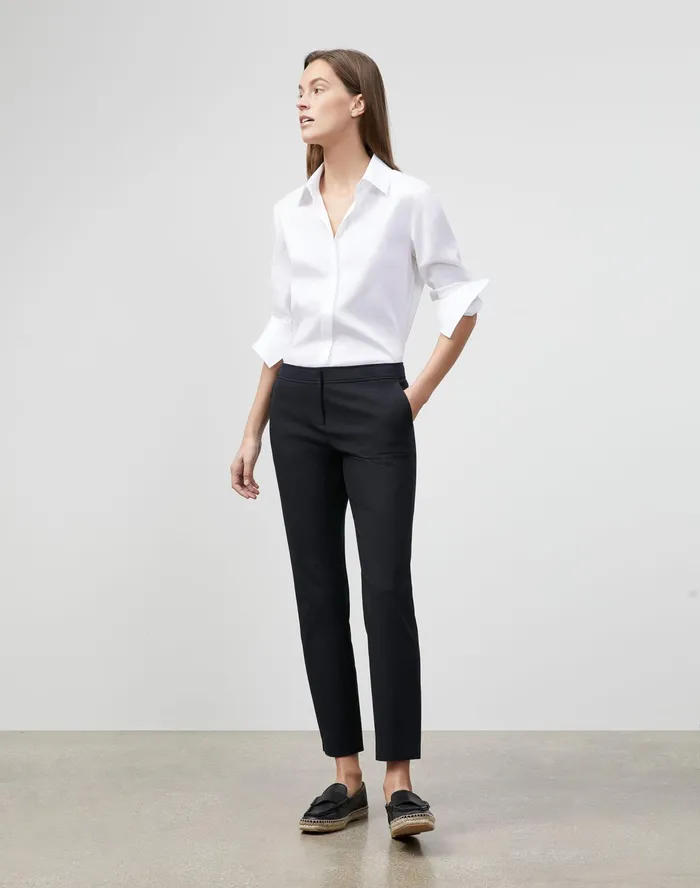 Women Lafayette 148 New York Pants and Shorts PlusSize Manhattan Slim Ankle Pant In Jodhpur Cloth Black