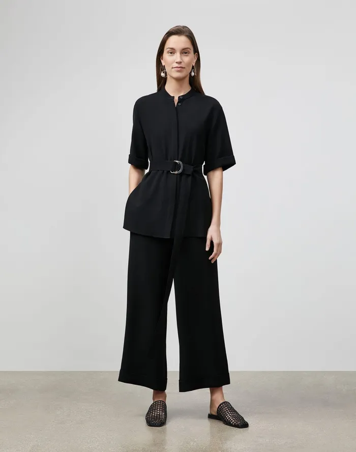 Women Lafayette 148 New York Pants and Shorts PlusSize Riverside Cuffed Ankle Pant In Finesse Crepe Black