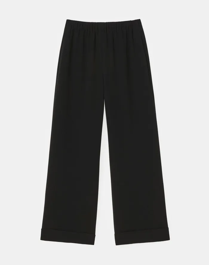 Women Lafayette 148 New York Pants and Shorts PlusSize Riverside Cuffed Ankle Pant In Finesse Crepe Black