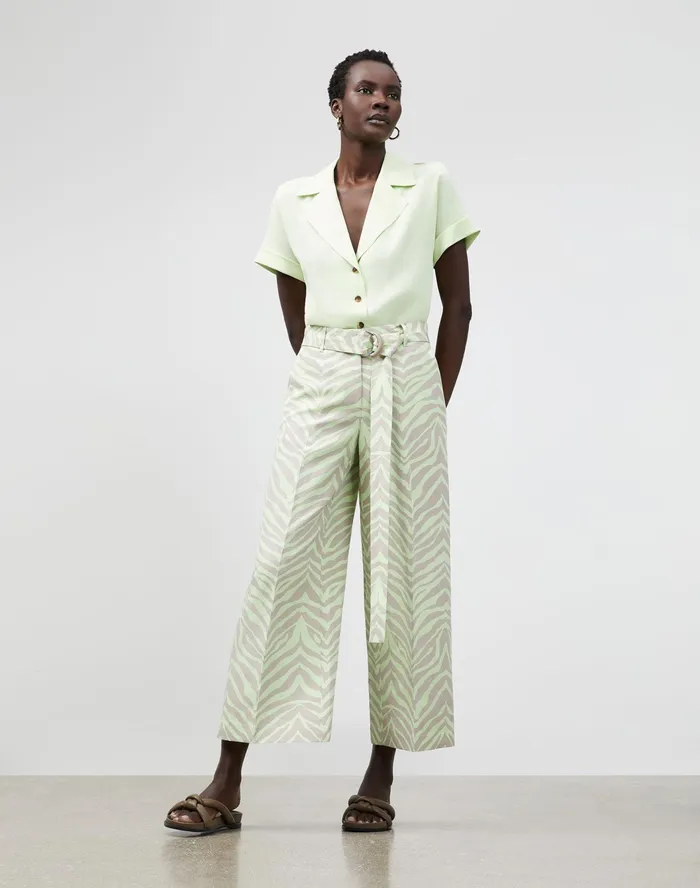 Women Lafayette 148 New York Pants and Shorts Rockefeller Pant In Zevron Print Coastal Cloth Key Lime Multi