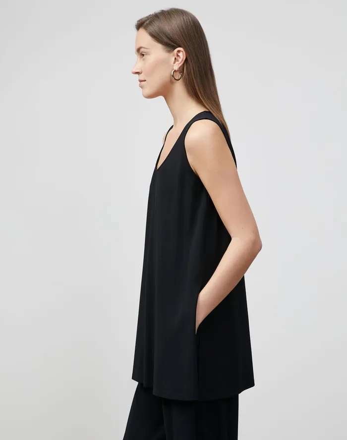 Women Lafayette 148 New York Tops and Tees PlusSize Fielding Tank In Midweight Matte Jersey Black