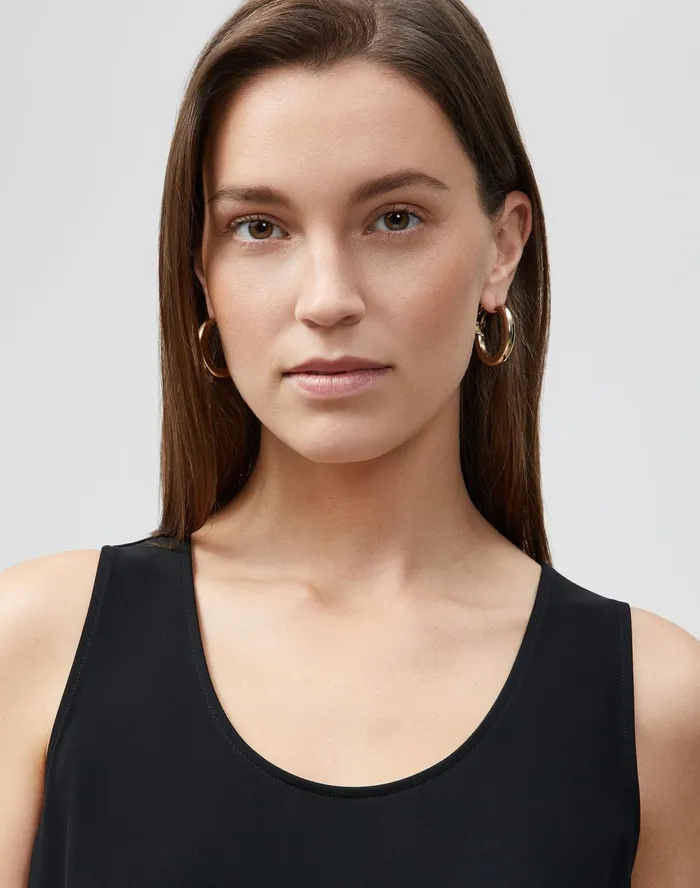 Women Lafayette 148 New York Tops and Tees PlusSize Fielding Tank In Midweight Matte Jersey Black
