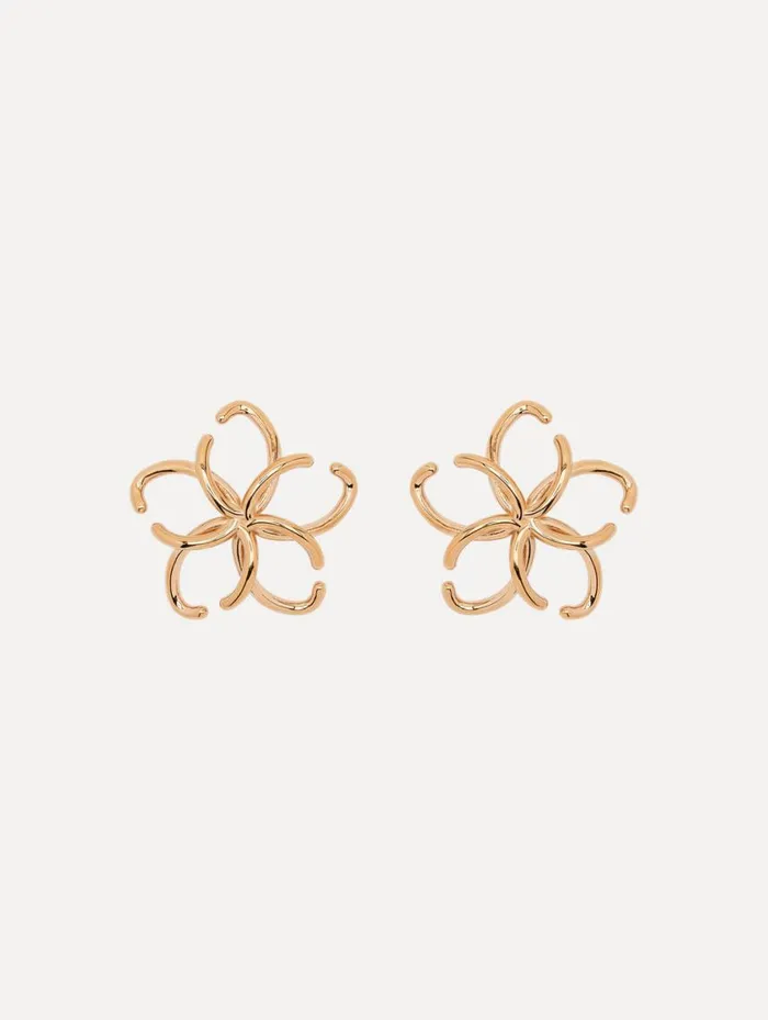 Women Large O Flower Earrings Gold Oscar De La Renta Earrings