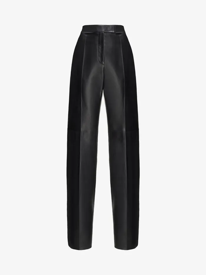 Women Leather Alexander McQueen Leather Trousers Black