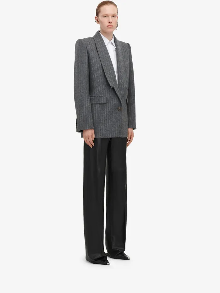 Women Leather Alexander McQueen Leather Trousers Black