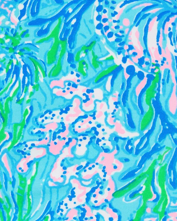 Women Lilly Pulitzer Activewear UPF 50 Luxletic Carpe Vita Flare Jumpsuit Las Olas Aqua Strong Current Sea
