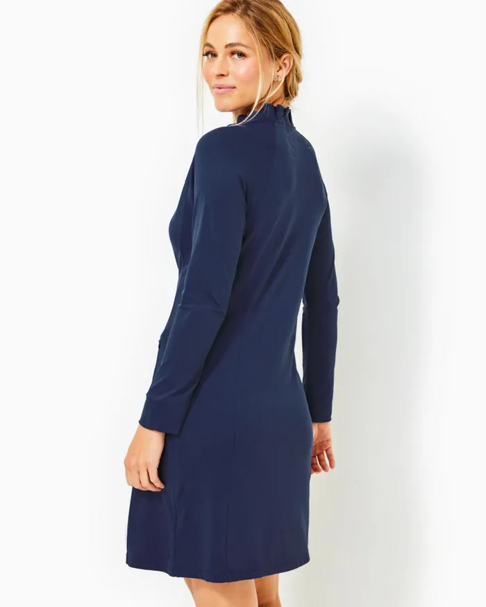 Women Lilly Pulitzer Activewear UPF 50 Luxletic Hutton Polo Dress Low Tide Navy