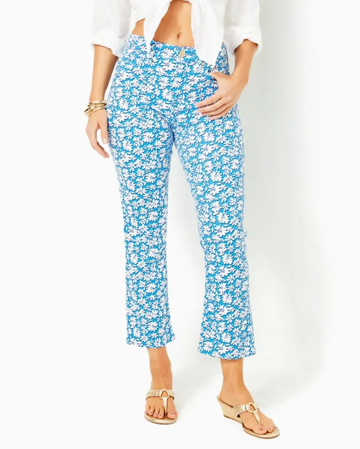 Women Lilly Pulitzer Bottoms 27034 Annet High Rise Crop Flare Jean Lunar Blue Palm Beach Petals Women Lilly Pulitzer Bottoms 27034 Annet High Rise Crop Flare Jean Lunar Blue Palm Beach Petals