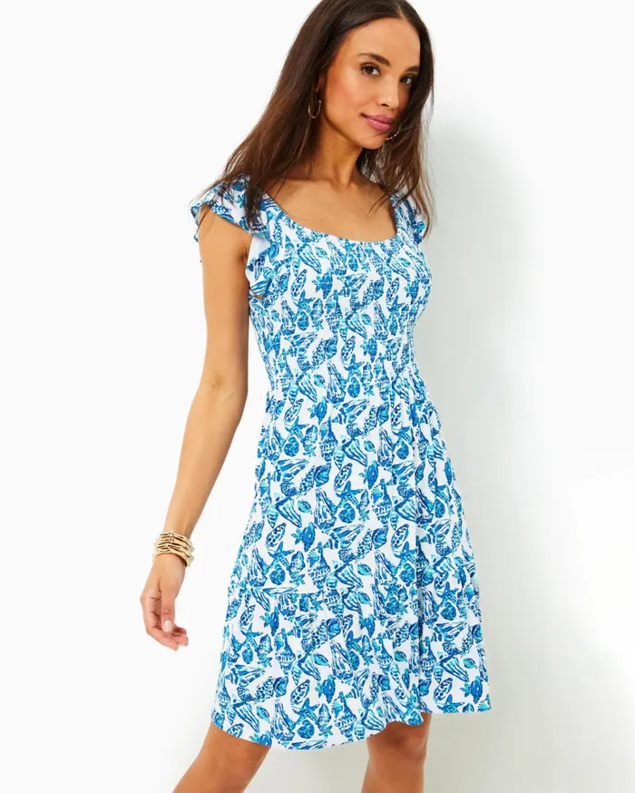 Women Lilly Pulitzer Dresses Kelvina Strapless Smocked Dress Mizner Red Seaside Harbour Women Lilly Pulitzer Dresses Kelvina Strapless Smocked Dress Mizner Red Seaside Harbour