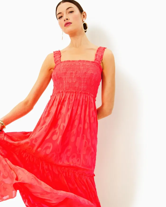 Women Lilly Pulitzer Dresses Kelvina Strapless Smocked Dress Mizner Red Seaside Harbour Women Lilly Pulitzer Dresses Kelvina Strapless Smocked Dress Mizner Red Seaside Harbour