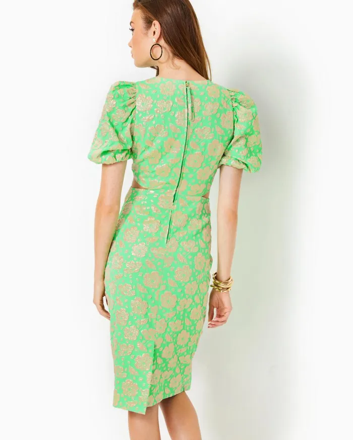 Women Lilly Pulitzer Dresses Melina Jacquard Midi Dress Spearmint Palm Beach Petals Brocade Women Lilly Pulitzer Dresses Melina Jacquard Midi Dress Spearmint Palm Beach Petals Brocade