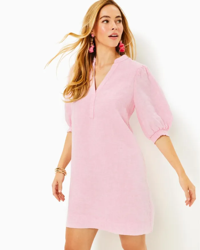 Women Lilly Pulitzer Dresses Mialeigh Linen Dress Resort White