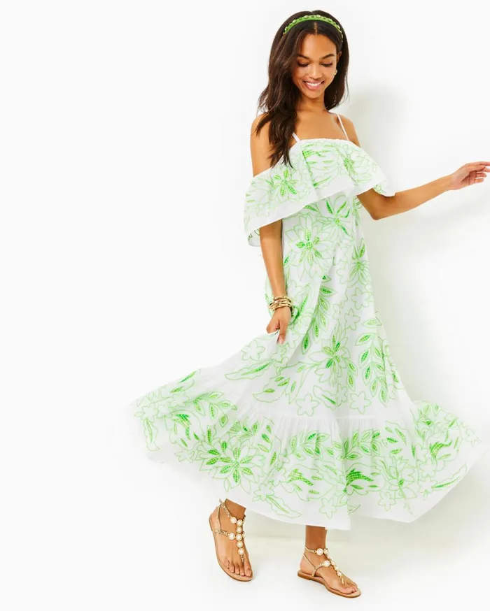 Women Lilly Pulitzer Dresses Quinlee Embroidered Maxi Dress Orb Green Embroidered Viscose Organza Women Lilly Pulitzer Dresses Quinlee Embroidered Maxi Dress Orb Green Embroidered Viscose Organza