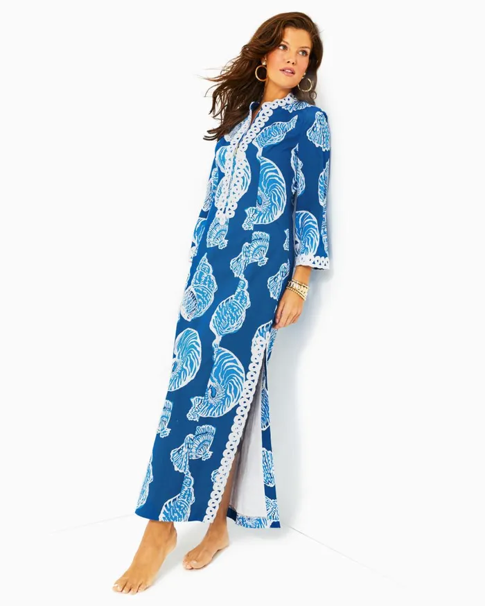 Women Lilly Pulitzer Dresses Shealyn Stretch Maxi Caftan Barton Blue Shell Of A Good Time Oversized Women Lilly Pulitzer Dresses Shealyn Stretch Maxi Caftan Barton Blue Shell Of A Good Time Oversized