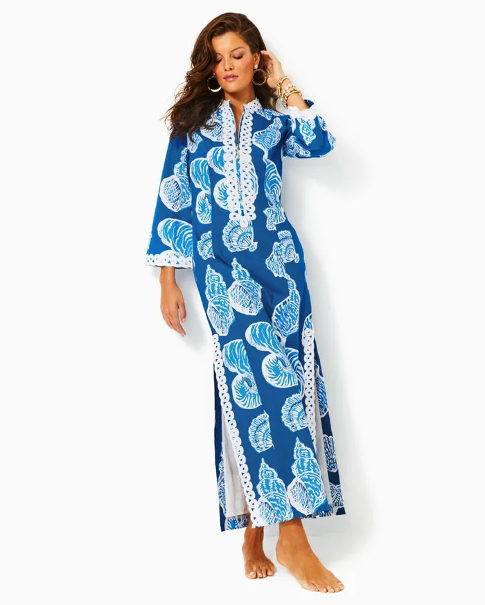 Women Lilly Pulitzer Dresses Shealyn Stretch Maxi Caftan Barton Blue Shell Of A Good Time Oversized Women Lilly Pulitzer Dresses Shealyn Stretch Maxi Caftan Barton Blue Shell Of A Good Time Oversized