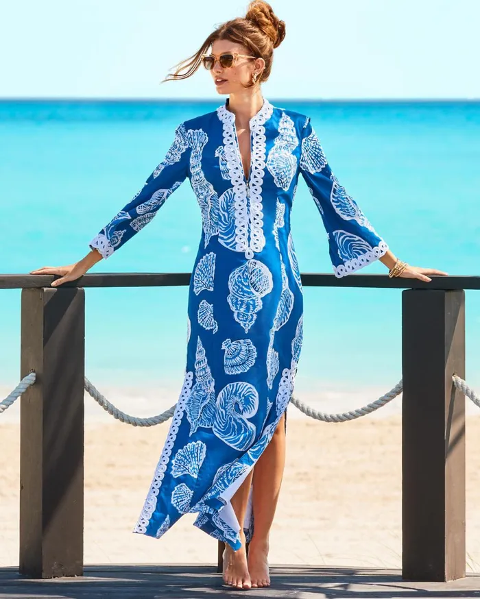 Women Lilly Pulitzer Dresses Shealyn Stretch Maxi Caftan Barton Blue Shell Of A Good Time Oversized Women Lilly Pulitzer Dresses Shealyn Stretch Maxi Caftan Barton Blue Shell Of A Good Time Oversized