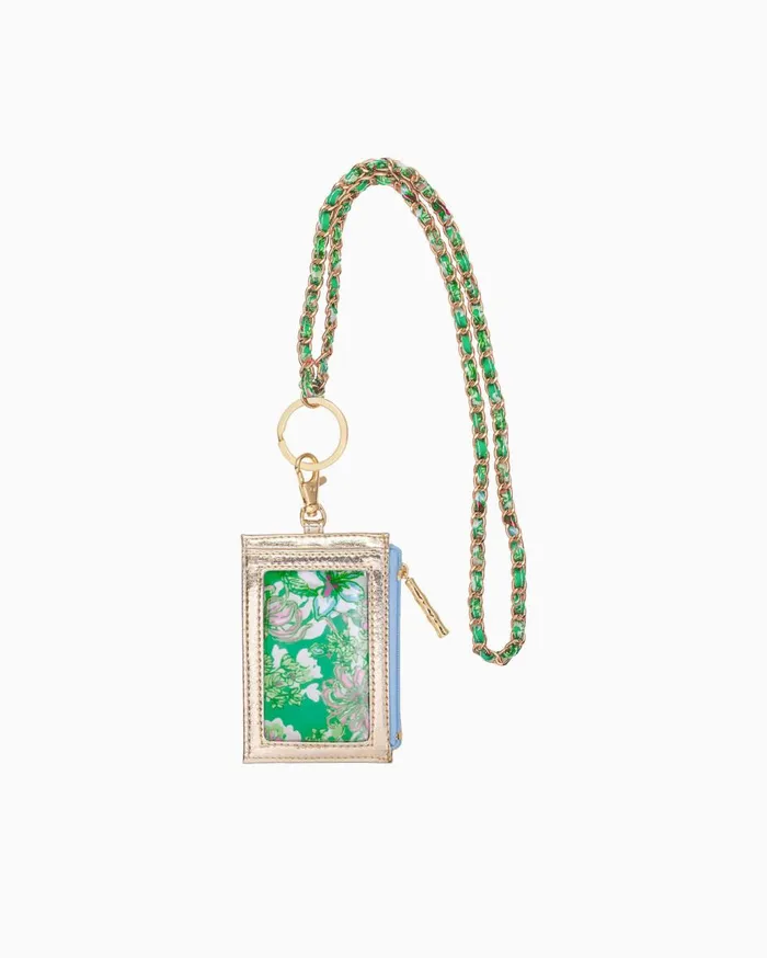 Women Lilly Pulitzer Phone and Tech ID Lanyard Spearmint Blossom Views