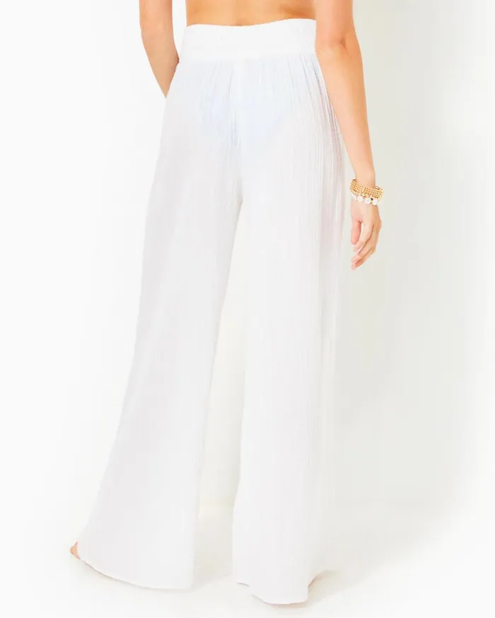 Women Lilly Pulitzer Swim 30034 Enzo Cotton CoverUp Pant Resort White