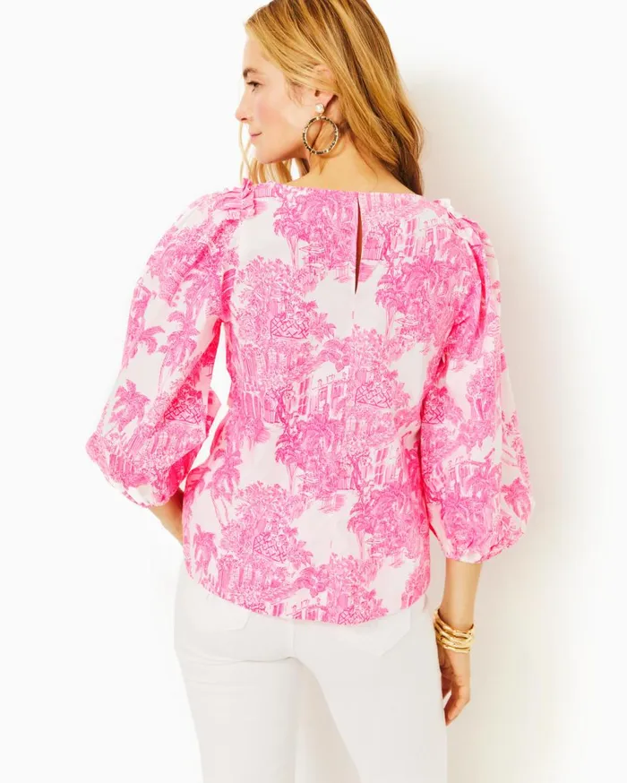 Women Lilly Pulitzer Tops Barbara Top Resort White Pb Anniversary Toile Women Lilly Pulitzer Tops Barbara Top Resort White Pb Anniversary Toile