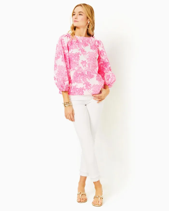 Women Lilly Pulitzer Tops Barbara Top Resort White Pb Anniversary Toile Women Lilly Pulitzer Tops Barbara Top Resort White Pb Anniversary Toile