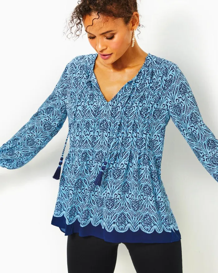 Women Lilly Pulitzer Tops Marilina Tunic Top Finch Yellow Tropical Oasis Engineered Tunic Women Lilly Pulitzer Tops Marilina Tunic Top Finch Yellow Tropical Oasis Engineered Tunic