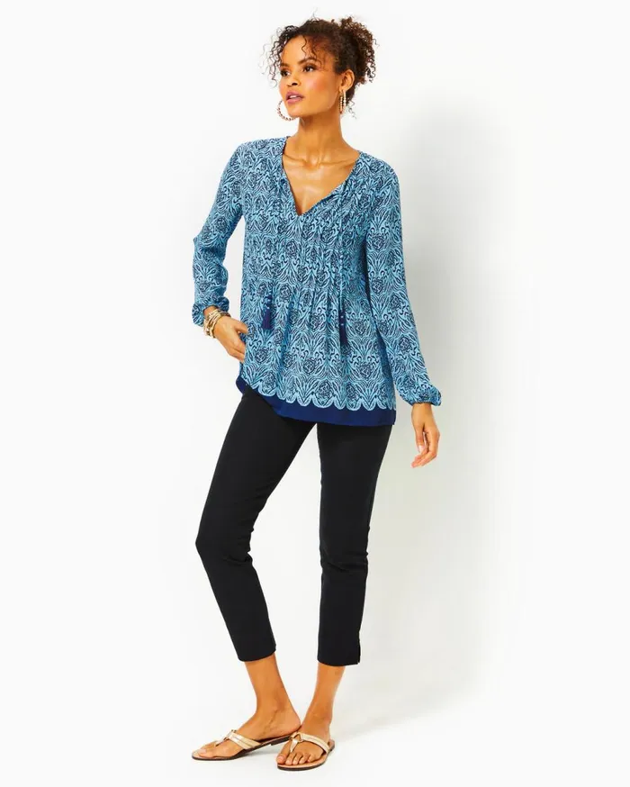 Women Lilly Pulitzer Tops Marilina Tunic Top Finch Yellow Tropical Oasis Engineered Tunic Women Lilly Pulitzer Tops Marilina Tunic Top Finch Yellow Tropical Oasis Engineered Tunic