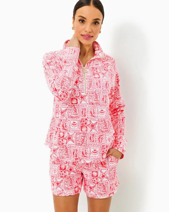 Women Lilly Pulitzer Tops UPF 50 Skipper Popover Spearmint Blossom Views Women Lilly Pulitzer Tops UPF 50 Skipper Popover Spearmint Blossom Views