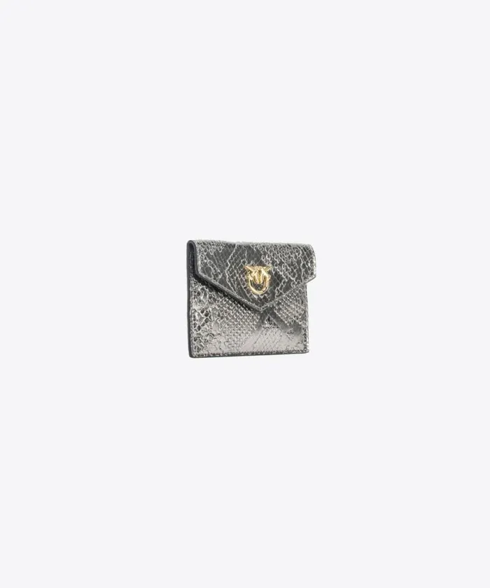 Women Limited Edition Pinko PINKO Galleria Flat Card Holder In Pythonprint Leather Charcoallightgold Women Limited Edition Pinko PINKO Galleria Flat Card Holder In Pythonprint Leather Charcoallightgold