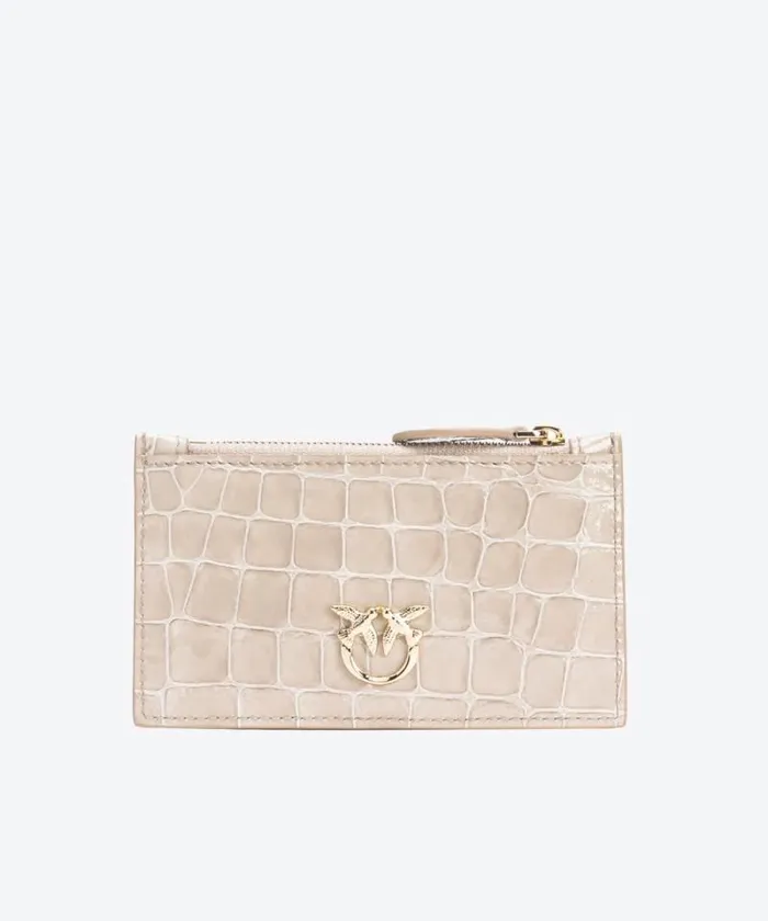 Women Limited Edition Pinko PINKO Galleria Shiny Crocprint Card Holder Sandlightgold Women Limited Edition Pinko PINKO Galleria Shiny Crocprint Card Holder Sandlightgold