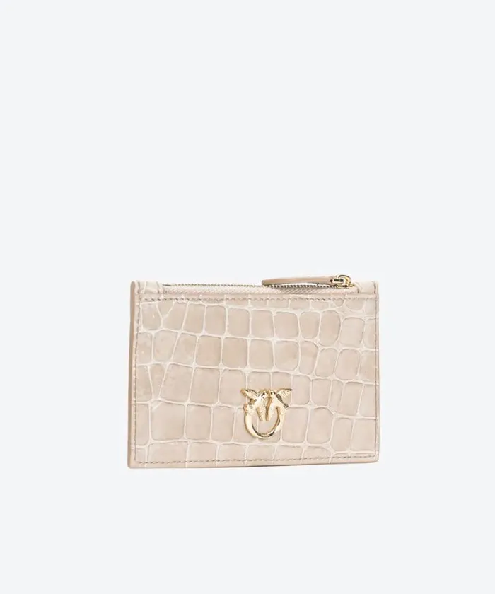 Women Limited Edition Pinko PINKO Galleria Shiny Crocprint Card Holder Sandlightgold