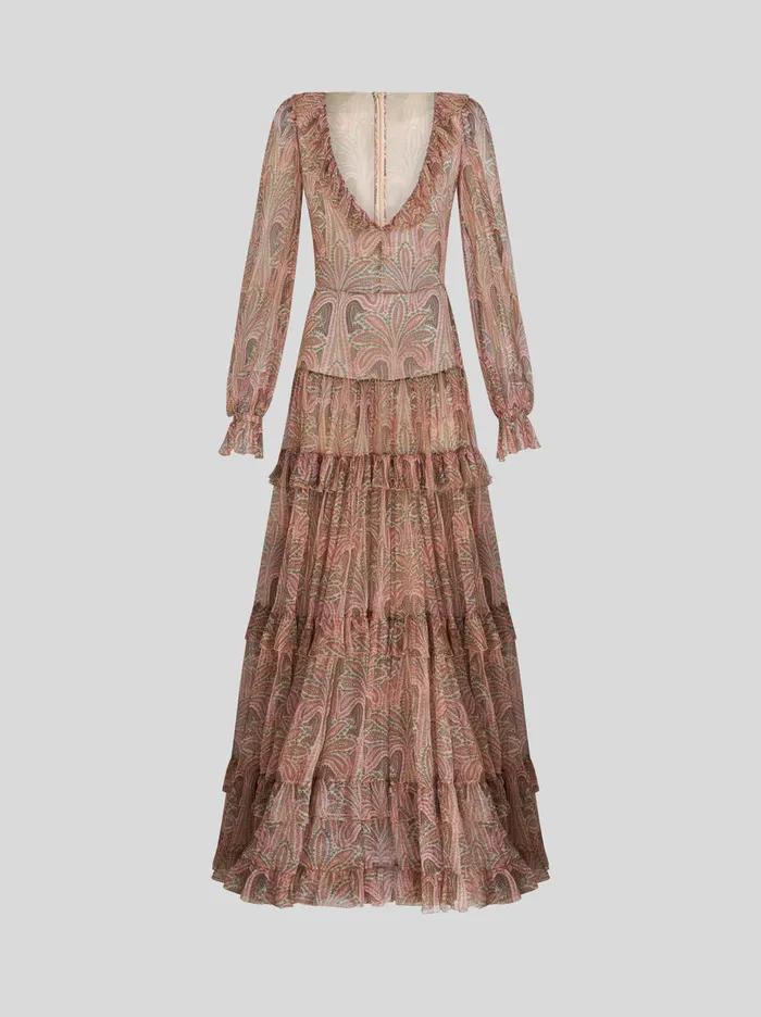 Women Long Silk Crepon Dress Etro Dresses