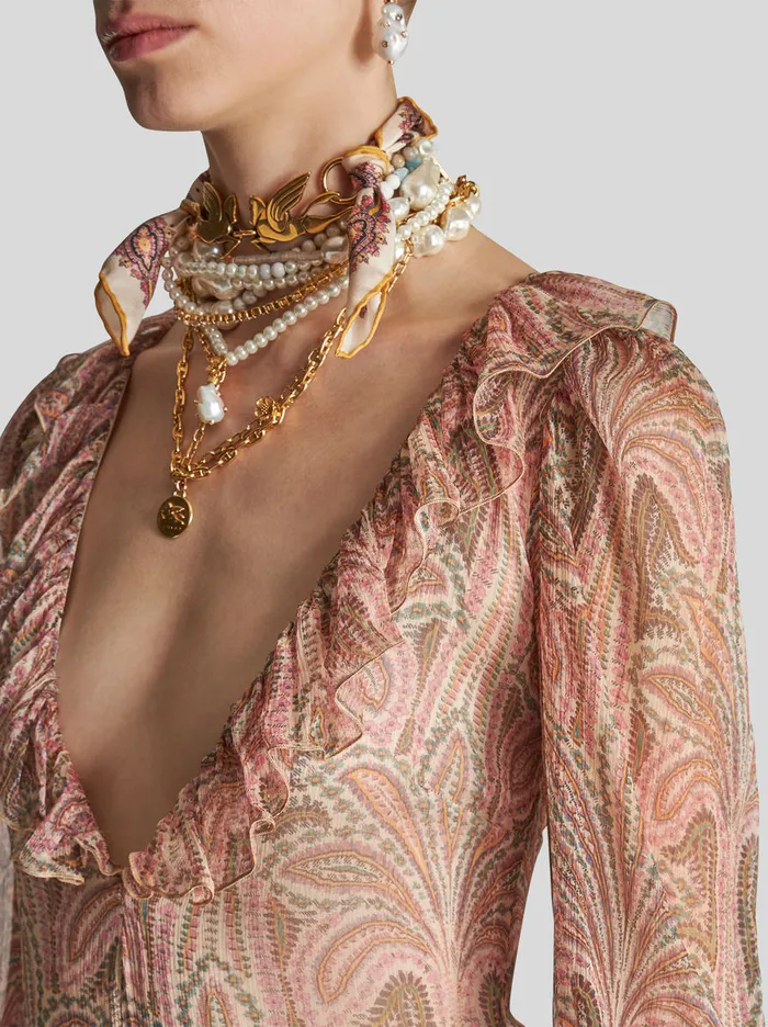 Women Long Silk Crepon Dress Etro Dresses