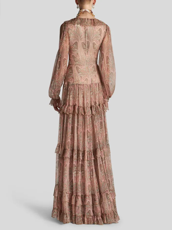 Women Long Silk Crepon Dress Etro Dresses