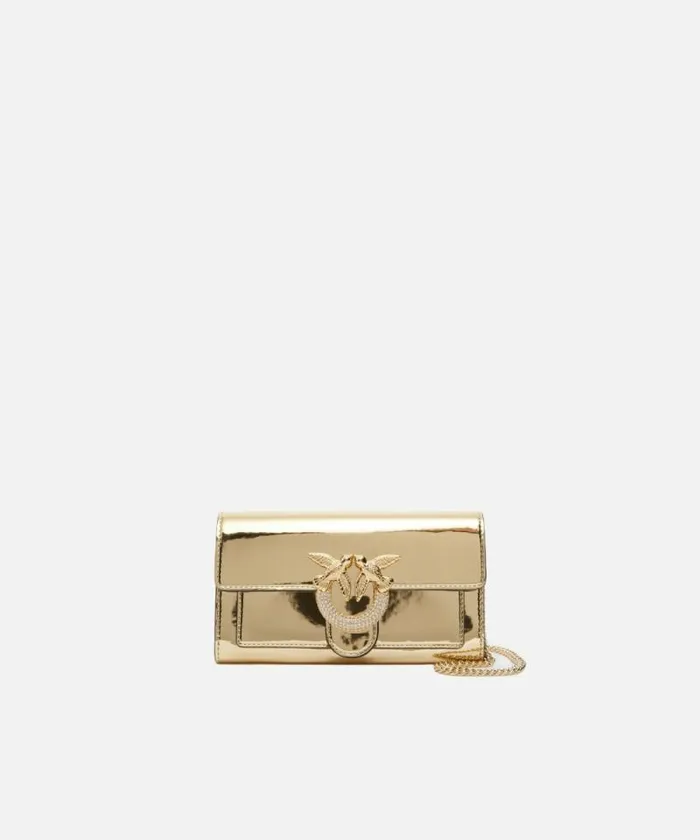 Women Love Bag Icons Pinko Love Bag Mirrorfinish Wallet With Shoulder Strap Goldshiny Gold Women Love Bag Icons Pinko Love Bag Mirrorfinish Wallet With Shoulder Strap Goldshiny Gold