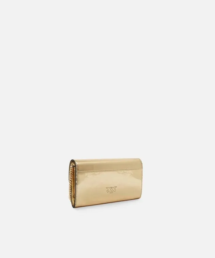 Women Love Bag Icons Pinko Love Bag Mirrorfinish Wallet With Shoulder Strap Goldshiny Gold Women Love Bag Icons Pinko Love Bag Mirrorfinish Wallet With Shoulder Strap Goldshiny Gold