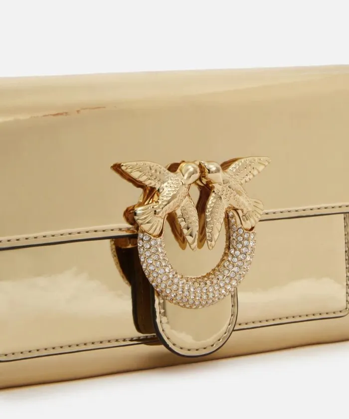 Women Love Bag Icons Pinko Love Bag Mirrorfinish Wallet With Shoulder Strap Goldshiny Gold Women Love Bag Icons Pinko Love Bag Mirrorfinish Wallet With Shoulder Strap Goldshiny Gold