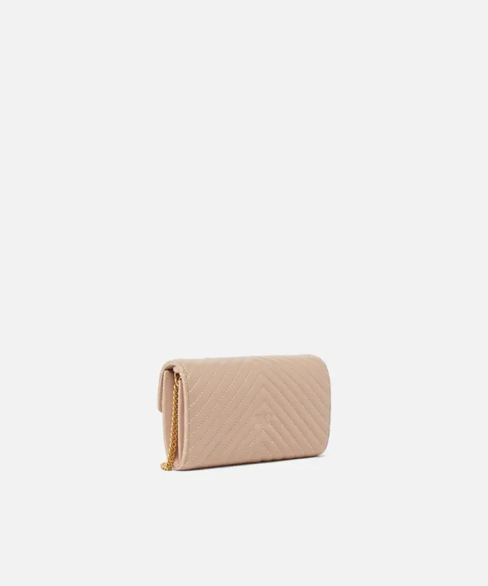 Women Love Bag Icons Pinko Love Bag One Wallet Chevron Pinkdusty Pinkantique Gold