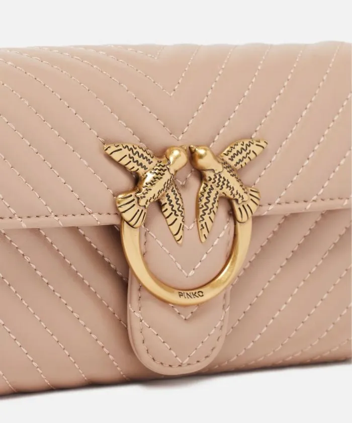 Women Love Bag Icons Pinko Love Bag One Wallet Chevron Pinkdusty Pinkantique Gold