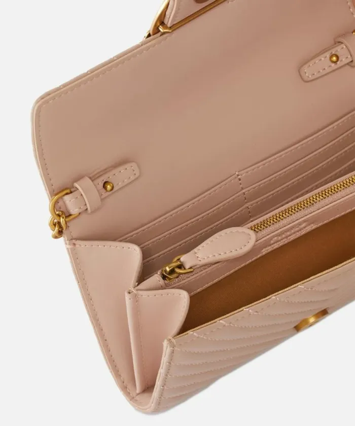 Women Love Bag Icons Pinko Love Bag One Wallet Chevron Pinkdusty Pinkantique Gold