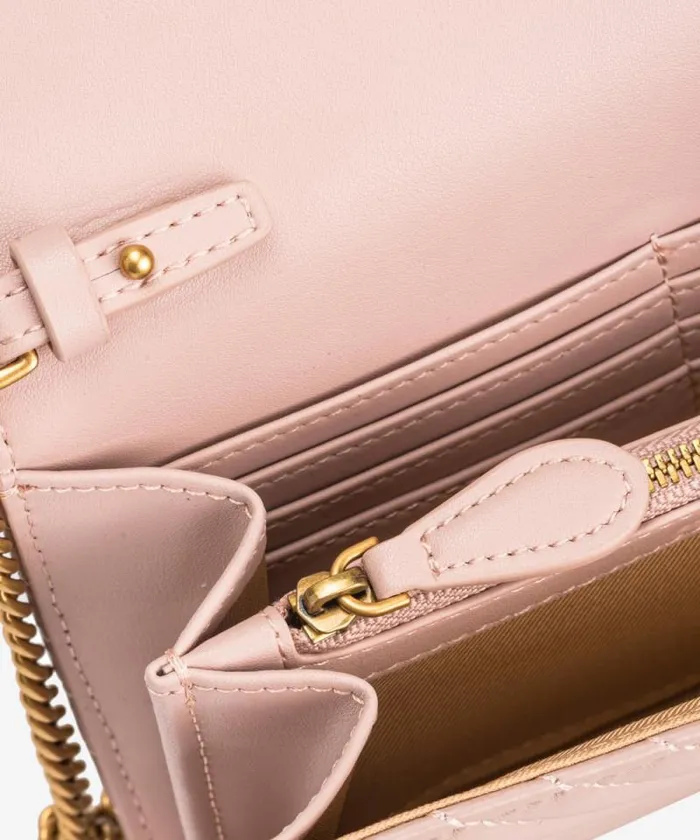 Women Love Bag Icons Pinko Love Bag One Wallet Chevron Pinkdusty Pinkantique Gold