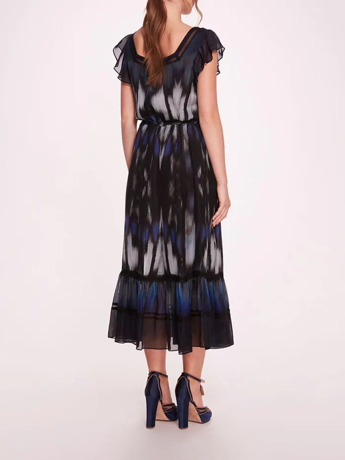 Women Marchesa Dresses Abstract Viscose Midi Dress Blue Multi Women Marchesa Dresses Abstract Viscose Midi Dress Blue Multi