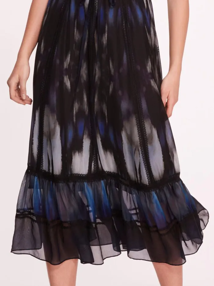 Women Marchesa Dresses Abstract Viscose Midi Dress Blue Multi Women Marchesa Dresses Abstract Viscose Midi Dress Blue Multi
