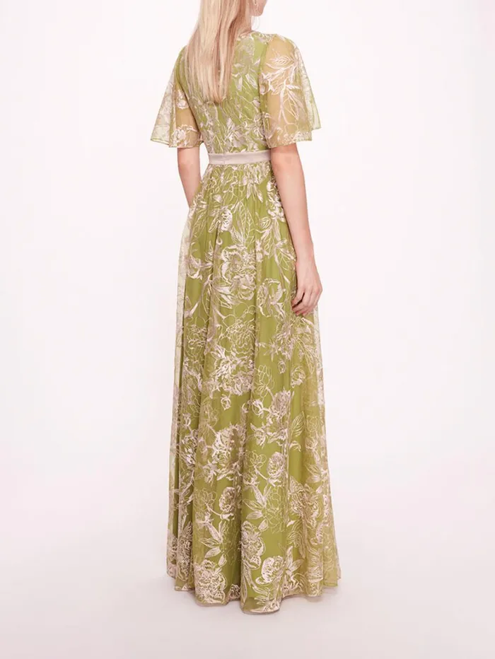 Women Marchesa Dresses Peonies Gown Green Champagne Women Marchesa Dresses Peonies Gown Green Champagne