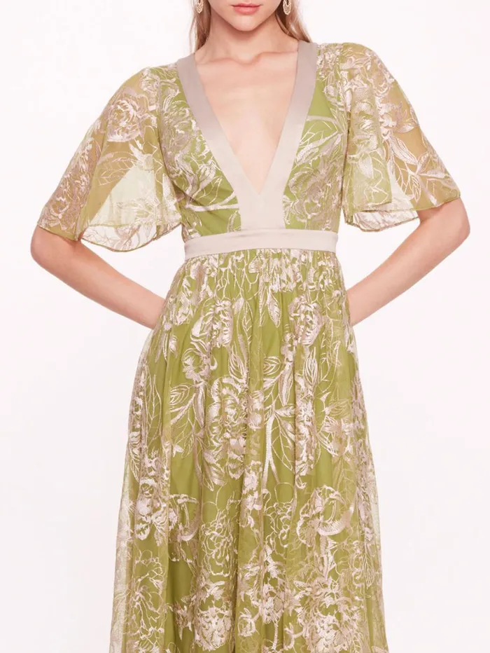 Women Marchesa Dresses Peonies Gown Green Champagne Women Marchesa Dresses Peonies Gown Green Champagne