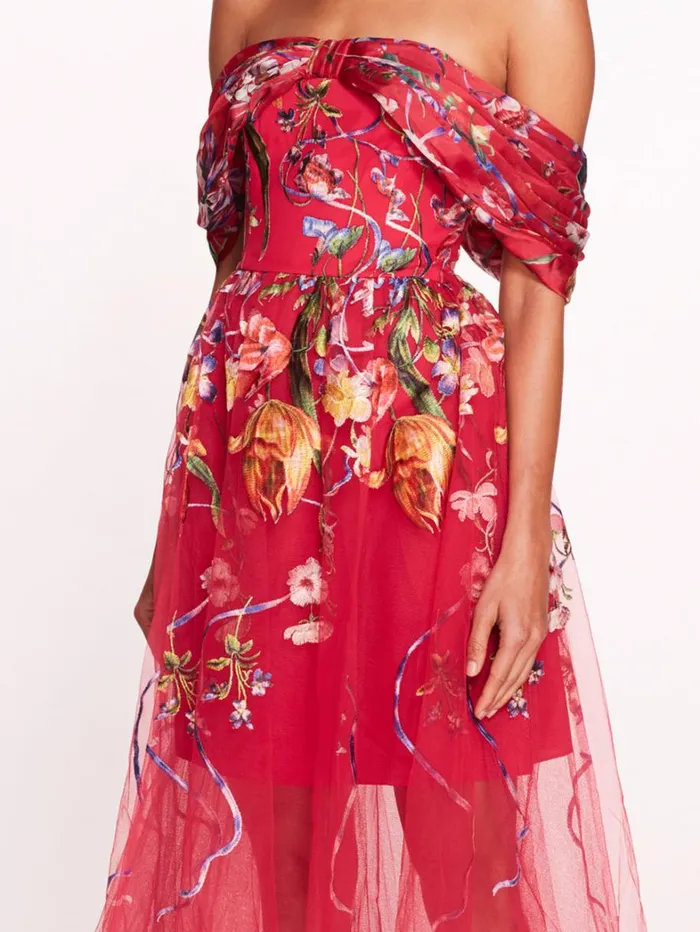 Women Marchesa Dresses Ribbons Midi Dress Fuchsia Women Marchesa Dresses Ribbons Midi Dress Fuchsia
