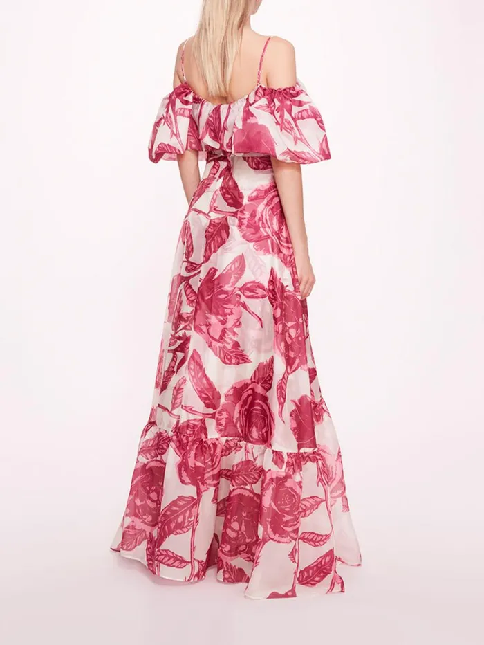 Women Marchesa Dresses Shawna Chiffon Gown Pink Ivory Women Marchesa Dresses Shawna Chiffon Gown Pink Ivory