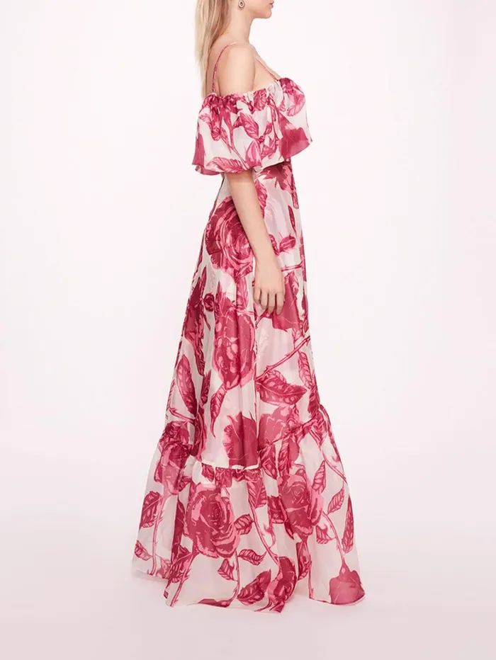 Women Marchesa Dresses Shawna Chiffon Gown Pink Ivory Women Marchesa Dresses Shawna Chiffon Gown Pink Ivory